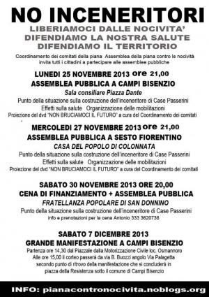 Volantino Assemblee pubbliche a Campi il 25/11 e a Sesto il 27/11 in vista del corteo del 7 Dicembre 2013