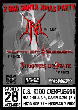 Volantino 28 Dicembre - 2 bad santa xmas party - ira - punition babek - strangers in seath