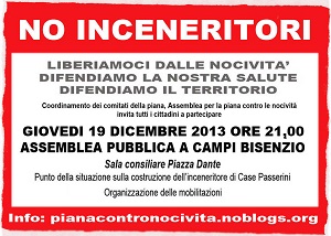 Volantino assemblea pubblica no inceneritori 19 dicembre 2013