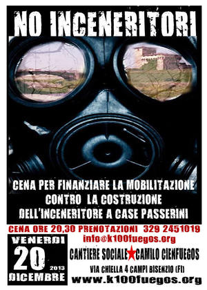 Volantino 20 Dicembre 2013 Cena finanziamento lotte no inceneritore