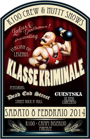 Volantino 8 Febbraio 2014 Serata punk oi! klasse kriminale dead end street