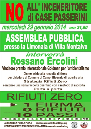 Volantino assemblea pubblica del 29 Gennaio 2014 no inceneritore case passerini