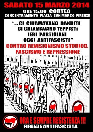 Volantino 15 Marzo 2014 corteo contro revisionismo storico fascismo e repressione