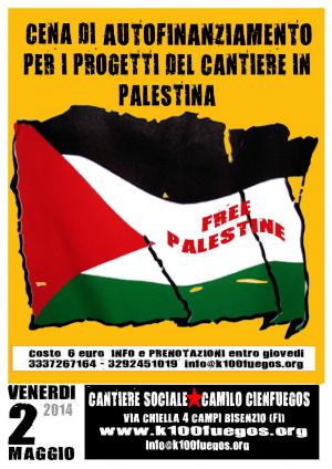 Volantino cena popolare benefit Palestina