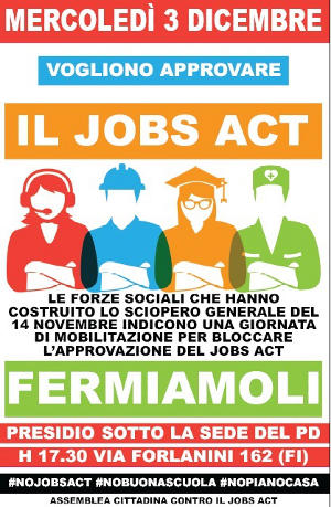 Volantino 3 Dicembre 2014 Presidio contro il jobs act
