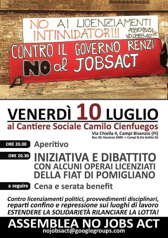 Volantino 10 Luglio 2015 Iniziativa e dibattito No Jobs Act