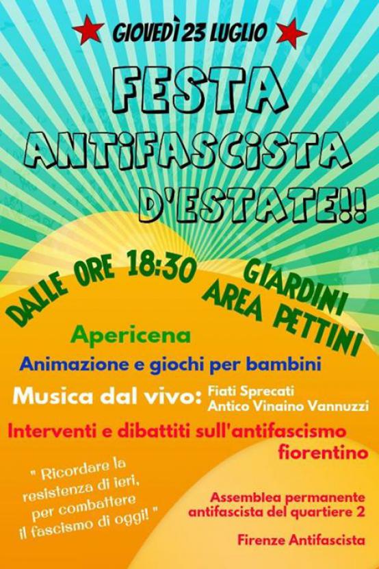 Volantino 23 luglio 2015 festa antifascista area pettini cure