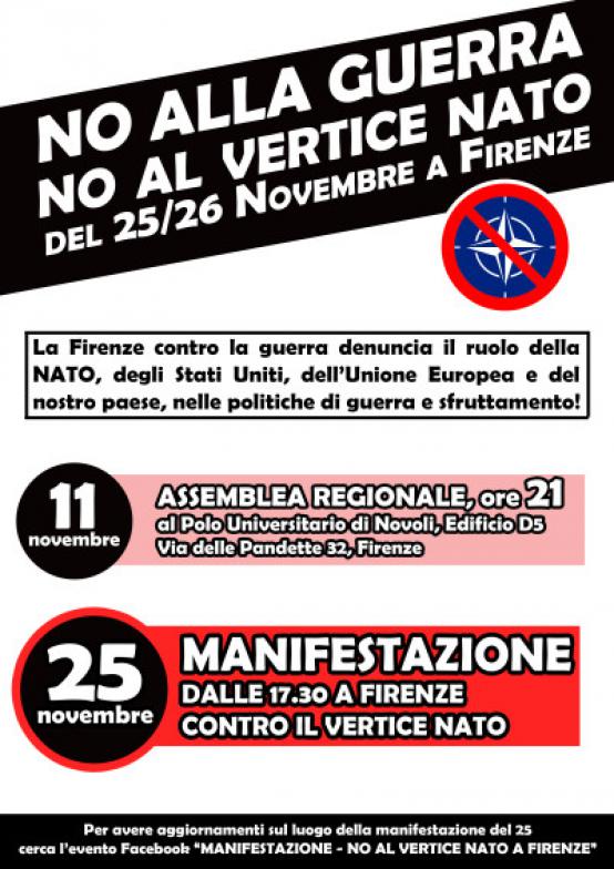 Volantino manifestazione No al Vertice NATO di Firenze del 25 26 novembre