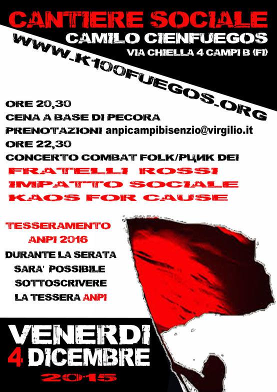 Volantino 4 Dicembre 2015 Serata Combat Folk per tesseramento Anpi 2016