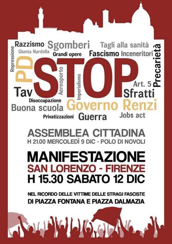 Volantino 12 Dicembre 2015 in piazza contro Renzi e il suo governo! Ore 15.30 San Lorenzo