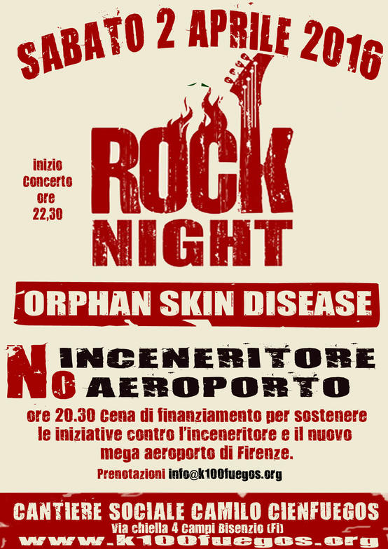 Volantino 2 Aprile 2016 Cena finanziamento e Rock night contro inceneritore ed aeroporto