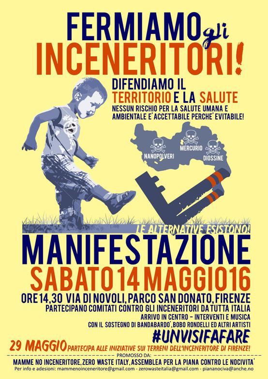 Volantino 14 Maggio 2016 Manifestazione fermiamo gli inceneritori difendiamo il territorio e la salute