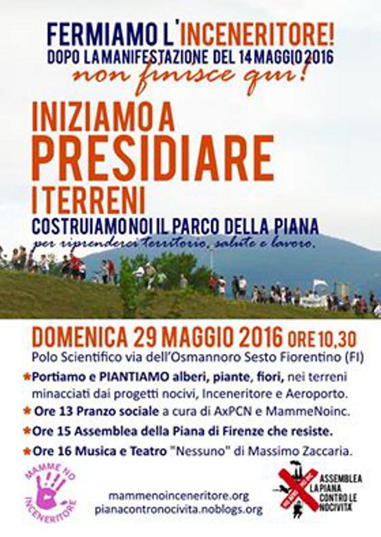 Volantino 29 Maggio 2016 Presidio ai terreni