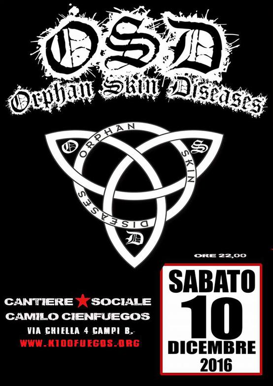 Volantino 10 Dicembre 2016 Serata Metal Orphan Skin Deseas Sex and death (Motorhead)