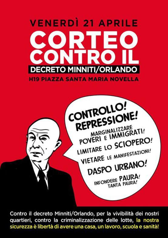 Volantino Volantino 21 aprile 2017 corteo contro il decreto minniti