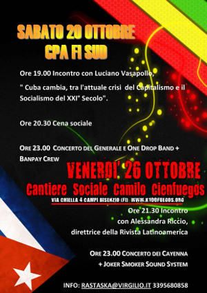 Volantino 20 e 26 Ottobre 2012 Due iniziative per Cuba