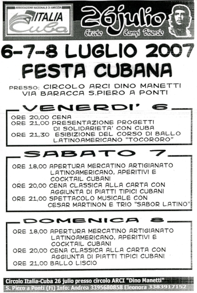 volantino 6-7-8 luglio 2007 festa cubana